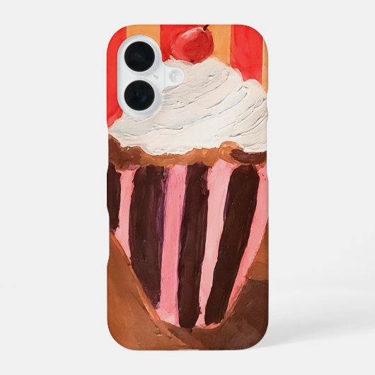 バニラフロスティングのカップケーキ iPhone 16ケース (裏面)