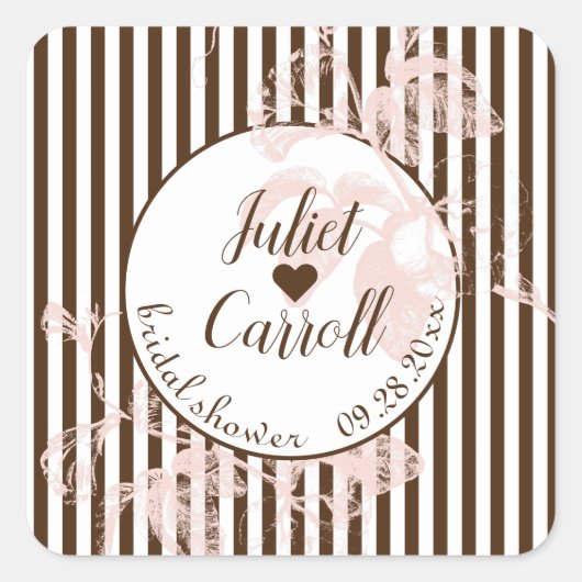 バニラホワイトとチョコレートの ブライダルシャワー ラウンドシール (正面)