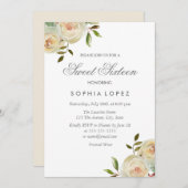 バニラホワイトクリームバラエレガントズスウィート16パーティー 招待状 (正面/裏面)