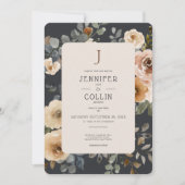 バニラホワイトボホバラブルー結婚式招待状 招待状 (正面)