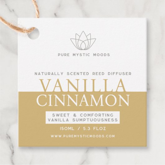 バニラホワイトリードディフューザボトルつるラベル フェイバータグ (正面)
