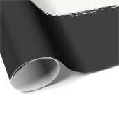 バニラ及び黒のすき放し縁ストライプなパターン結婚式 ラッピングペーパー (ロールコーナー)