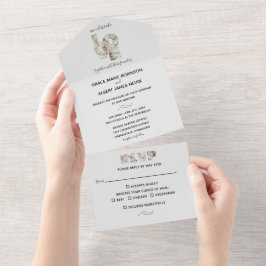 バニラ イチゴ ハイドランジア ウェディング テーマ オールインワン招待状