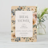 バニラ ホワイト ボヘミア ローズ クリーム ブライダル シャワー 招待状 (スタンド正面)