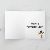 バニーおもしろいウサギと緑の風船 カード (内部)