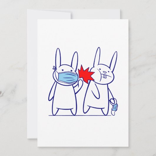 バニーおもしろいウサギ顔マスクcovid coronavirus 招待状 (正面)