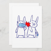 バニーおもしろいウサギ顔マスクcovid coronavirus 招待状 (正面/裏面)