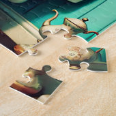 バニーおもしろいオントイレバスルームアート ジグソーパズル (側面)