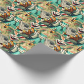 バニーおもしろいオントイレバスルームアート ラッピングペーパー (角)