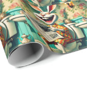 バニーおもしろいオントイレバスルームアート ラッピングペーパー (ロールコーナー)