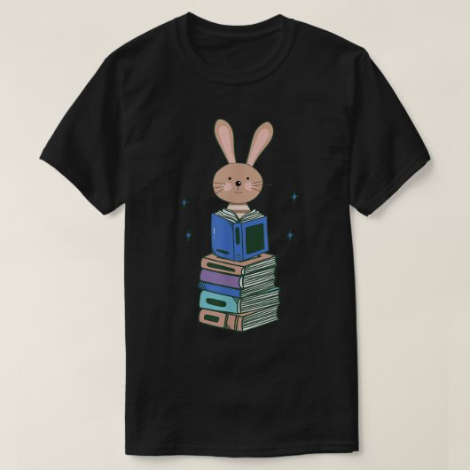 バニーおもしろいカワイトブックワームガールズボー読ズブックズ Tシャツ (デザイン正面)
