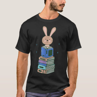バニーおもしろいカワイトブックワームガールズボー読ズブックズ Tシャツ