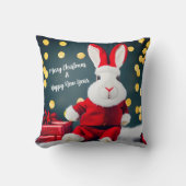 バニーおもしろいキュートなクリスマスうさぎサンタ クッション (正面)