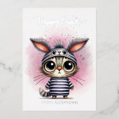 バニーおもしろいコスチュームハッピーイースターの可愛い子猫 箔シーズンカード (正面)