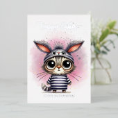 バニーおもしろいコスチュームハッピーイースターの可愛い子猫 箔シーズンカード (立ち正面)