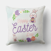 バニーおもしろいハッピーイースターデイ装飾用クッション クッション (裏面)