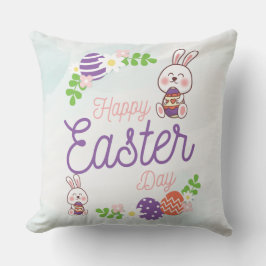 バニーおもしろいハッピーイースターデイ装飾用クッション クッション