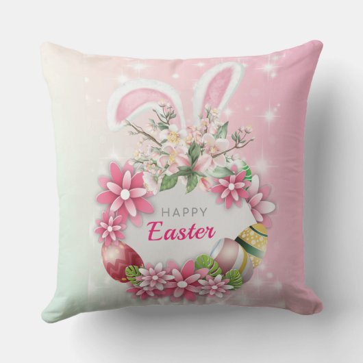 バニーおもしろいハッピーイースターデイ装飾用クッション クッション (裏面)