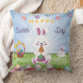 バニーおもしろいハッピーイースターデー クッション (ブランケット)