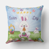 バニーおもしろいハッピーイースターデー クッション (裏面)