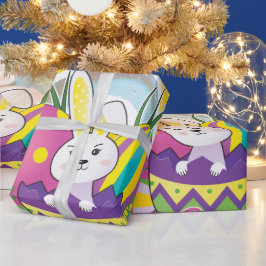 バニーおもしろいハッピーイースターデー ラッピングペーパー