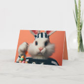 バニーおもしろいハッピーイースター カード (正面)