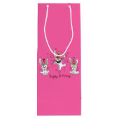 バニーおもしろいハッピーバースデーかわいいキッズラビット ワインギフトバッグ (裏面)