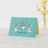 バニーおもしろいハッピーバースデーカワイトキッズウサギ カード (黄色い花)