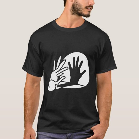 バニーおもしろいハンドシャドー操り人形うさぎユーモア Tシャツ (正面)
