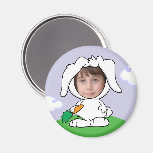 バニーおもしろいラビットフォト顔テンプレート マグネット (正面/裏面)