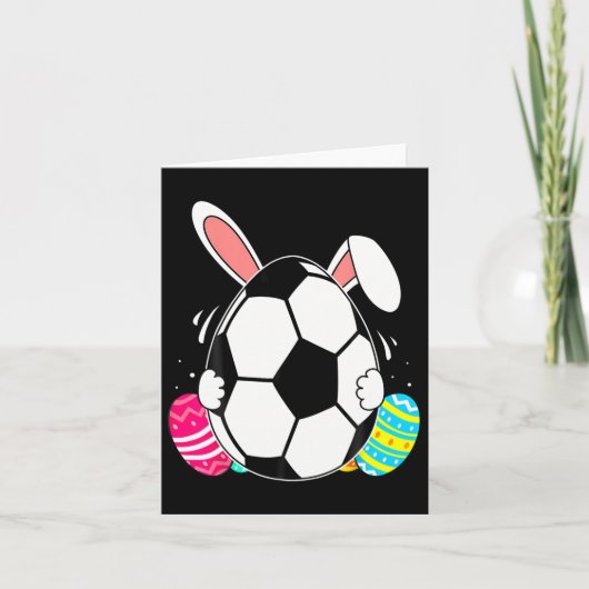 バニーおもしろい耳とサッカーバイルイースターデイメンズB カード (正面)