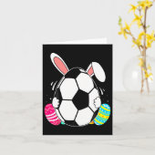 バニーおもしろい耳とサッカーバイルイースターデイメンズB カード (黄色い花)