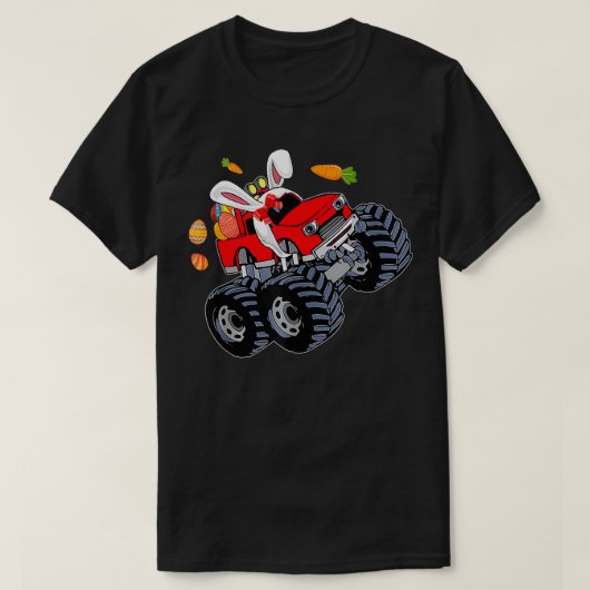 バニーおもしろい耳のモンスタートラック復活祭の卵のeas tシャツ (デザイン正面)