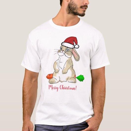 バニーおもしろい・メリー・クリスマス Tシャツ (正面)