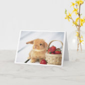 バニーおよびいちご カード (黄色い花)