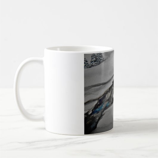 バニーおよび雪だるまの冬のマグ コーヒーマグカップ (左)