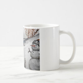 バニーおよび雪だるまの冬のマグ コーヒーマグカップ