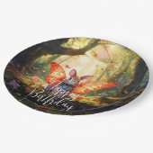 バニーお洒落の魅惑の森ハッピーバースデー ペーパープレート (アングル)