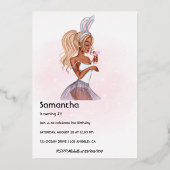 バニーお洒落イースター誕生日カクテルガールフォイル 箔招待状 (裏面)