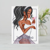 バニーお洒落イースター誕生日カクテルガール 箔招待状 (立ち正面)