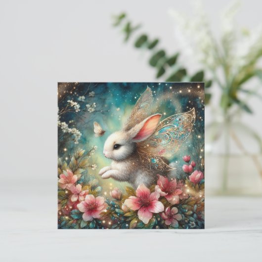 バニーお洒落ハッピーイースターキリスト教聖書聖句 シーズンカード (スタンド正面)