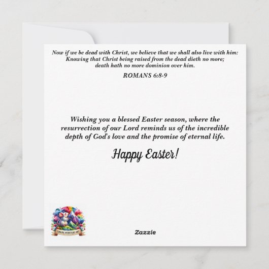 バニーお洒落ハッピーイースターキリスト教聖書聖句 シーズンカード (裏面)