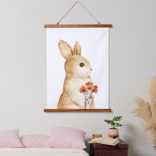 バニーお洒落フローラウッドランド子供部屋デコール 吊り下げ型タペストリー (寝室)