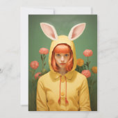 バニーお洒落フードの女の子 招待状 (正面)