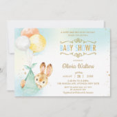 バニーお洒落ラビットバルーン赤ちゃんシャワーボーイ 招待状 (正面)