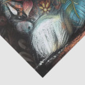 バニーお洒落ラビットフローラ抽象芸術ティール(緑がかった色)ブラウン 薄葉紙 (詳細)