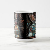 バニーお洒落ラビットフローラ抽象芸術ブラックティール（緑がかった色） コーヒーマグカップ (中央)