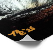 バニーお洒落ラビットフローラ抽象芸術ブラックティール（緑がかった色） ポスター (角)