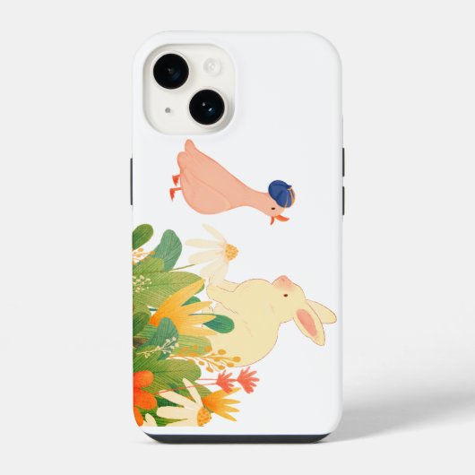 バニーお洒落&バードイン開花 – かわいい春フォア iPhoneケース (裏面)