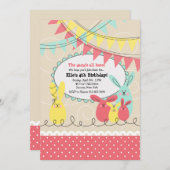 バニーお祝い招待状 招待状 (正面/裏面)